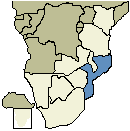 Map of Mozambique's location in Africa