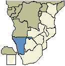 Map of Namibia's location in Africa