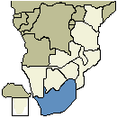 Map of South Africa's location in Africa
